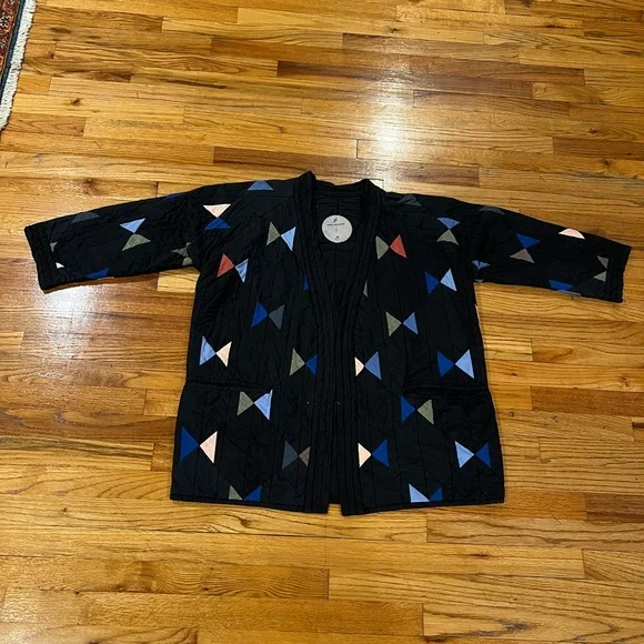 black haptic lap butterfly quilt cotton coat - Picture 3 of 9